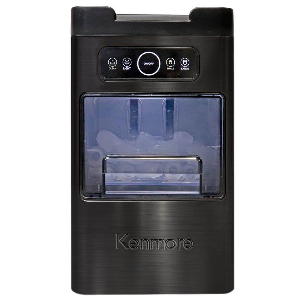 26 lbs. Front-Load Countertop Portable Ice Maker Self-Clean in Stainless Steel Silver.