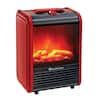 1,200-Watt Mini Ceramic Fireplace Electric Heater with Simulated Flame in Red