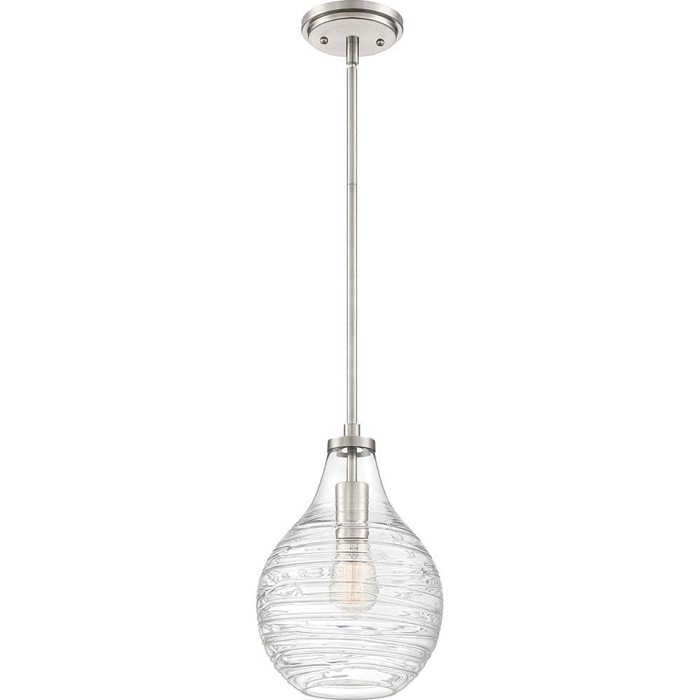 Quoizel Lighting Genie - One Light Mini Pendant  Brushed Nickel Finish with Clear Glass