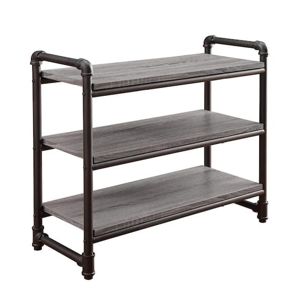 Neu Home Manchester Industrial 26.37 in W x 11.75 in. D Gray and Black 3 Tier Decorative Shelf