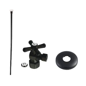 Trimscape Cross Toilet Supply Kit with Supply Line and Flange in Matte Black