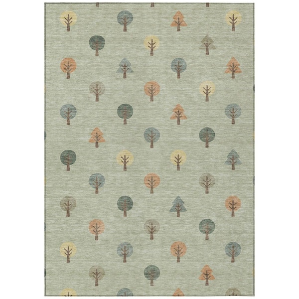 Chantille Machine Washable Indoor/Outdoor Abstract ACN2550 Celery 5 ft. x 7 ft. 6 in. Area Rug