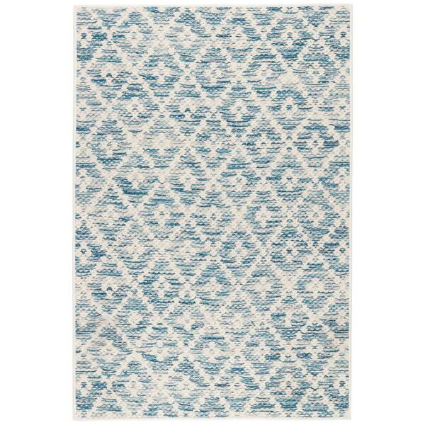 Melange Diamond Machine Washable Blue 2.6 ft. x 8 ft. Indoor Area Rug