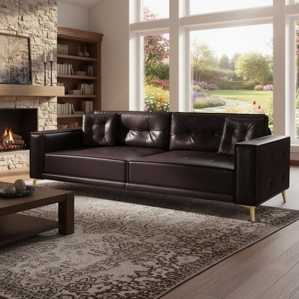 Homy Casa EDIK 92.1 in. King Size Chocolate Brown 3-in-1
