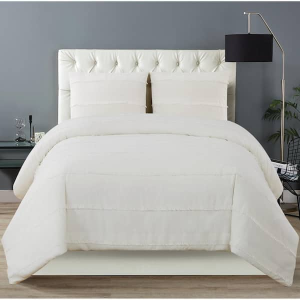 Christian Siriano Kristen 3-Piece Full/Queen Duvet Cover Set in White