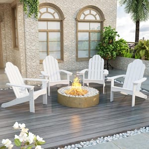 Recycled HIPS Plastic White Weather Resistant With Cup Holder Outdoor Adirondack Chairs For Patio and Pool(set of 4)