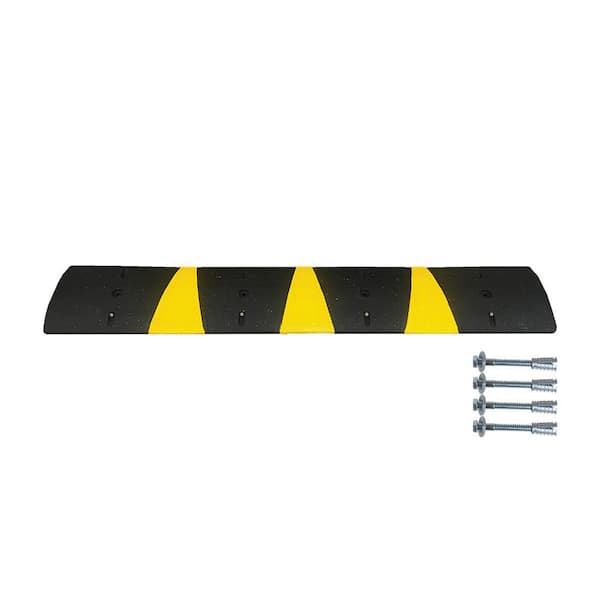 PLASTICADES 72 in. x 12 in. x 2.5 in. Speed Bump with Reflective Stripes and Cat Eyes, 6 ft. for Concrete
