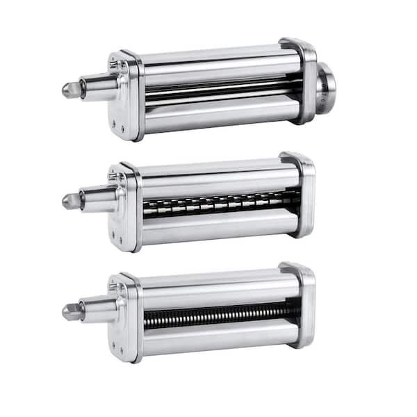 Stainless Steel Finish, 8 Thickness Settings and 3-in-1 Cutter Set, Pasta Roller Attachment for Stand Mixer, Pasta Maker