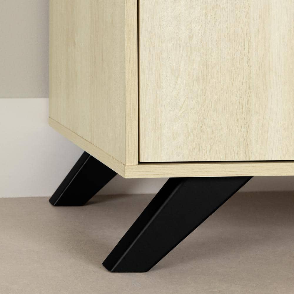 Bleached Oak Scandinavian TV Stand with Cabinet and Shelves
