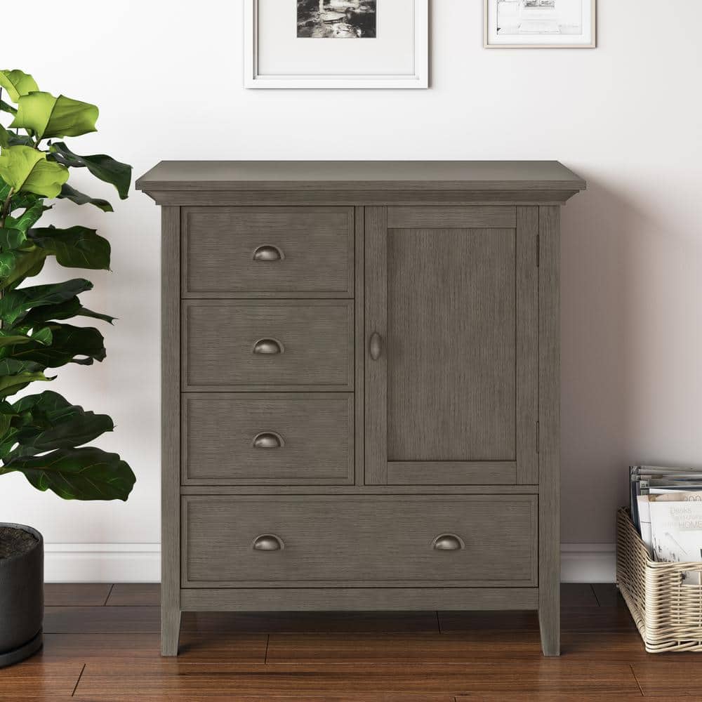 Farmhouse Grey Solid Wood Freestanding Office Storage Cabinet