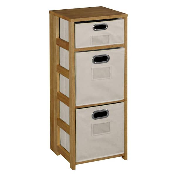Regency 34 in. Medium Oak/Natural Wood 3-shelf Foldable Accent Bookcase