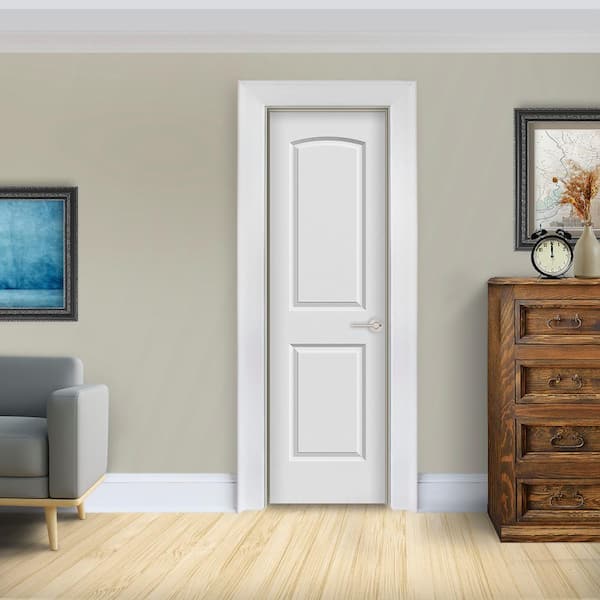 24 in. x 80 in. Smooth Caiman Left-Hand Solid Core Primed Molded Composite  Single Prehung Interior Door