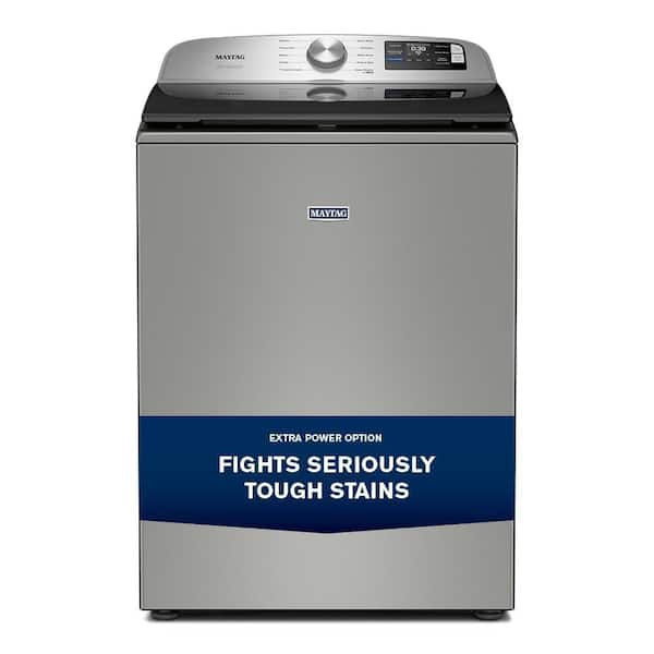 5.3 cu. ft. Top Load Washer in Classic Silver with Extra Power Option and Smart Appliance