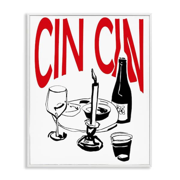 Stupell Industries Cheers Cin Cin Wine by Melissa Wang White Framed Food Giclee Art Print 14 in. x 11 in.