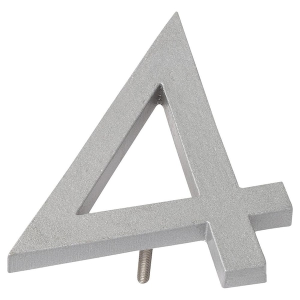 Montague Metal Products 4 in. Silver Aluminum Floating or Flat Modern House Number 4