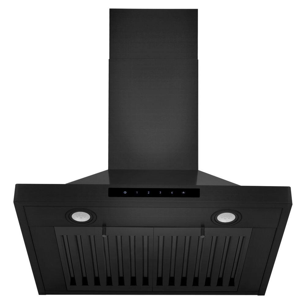24'' Black Stainless Steel Convertible Wall Mount Range Hood