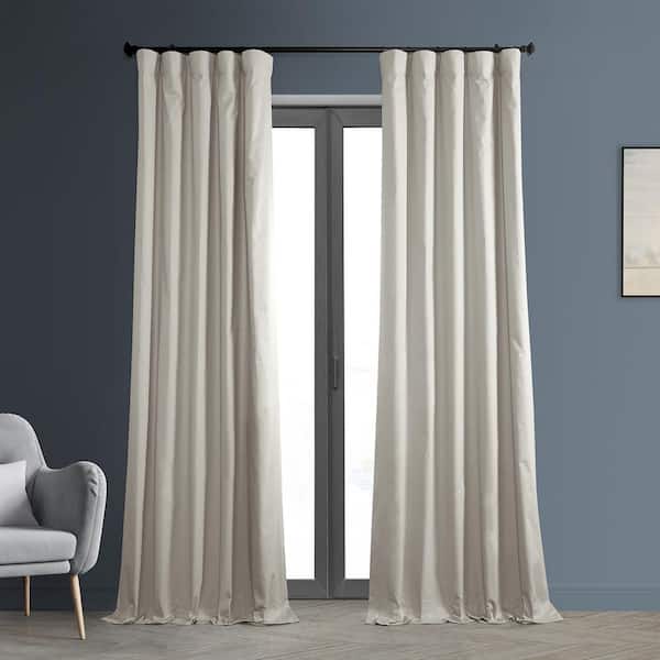 Exclusive Fabrics & Furnishings Hazelwood Beige Solid Cotton Thermal Blackout Curtains-50 in. W x 120 in. L Rod Pocket with Back Tab Single Window Panel