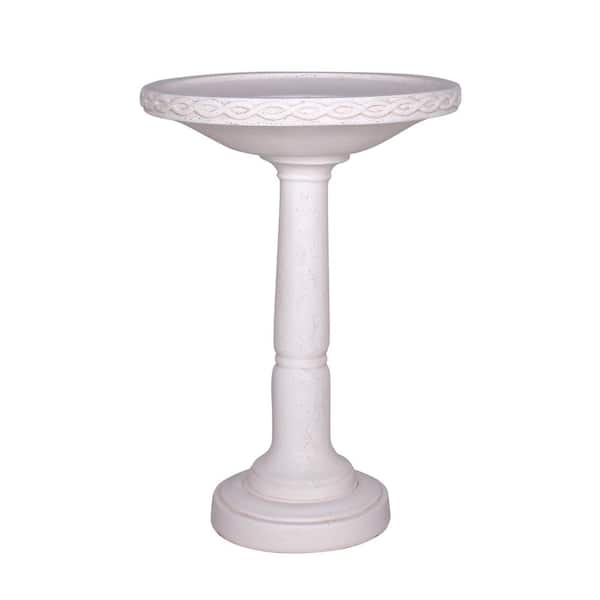 MPG 26.5 in. H Cast Stone Light Aged White Birdbath