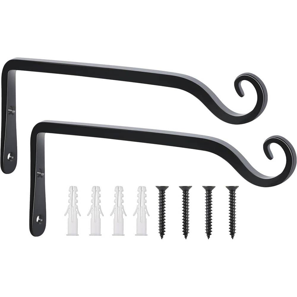 Wall Hook Hanging Plant Bracket 10 in. Metal Black Hand-Forged Indoor/Outdoor Use for Bird Feeders Wind Chimes 2 Pack price history on PriceWatchPro