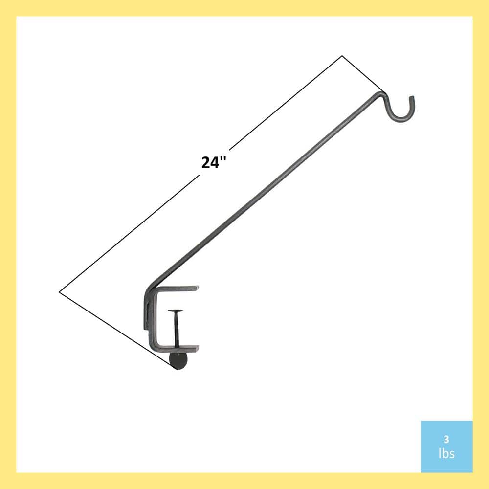 Black Wrought Iron 45 Degree Rail Mount Shepherd Hook
