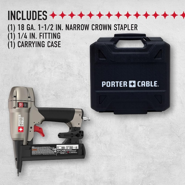 Pneumatic 18-Gauge 1-1/2 in. Narrow Crown Stapler Kit