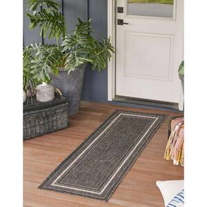 Outdoor Border Soft Border Black 2 ft. 7 in. x 10 ft. Area Rug