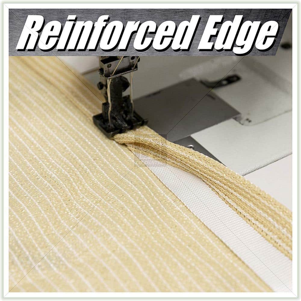 Sand Beige 14' x 18' HDPE Patio Shade Sail with Stainless Steel D-Rings