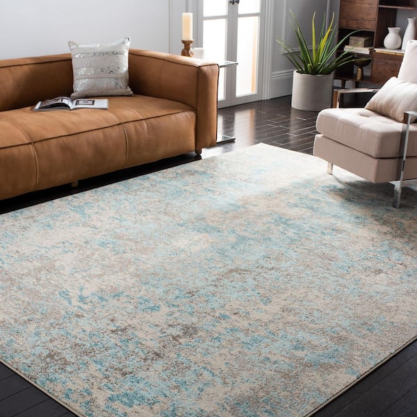 Madison Ivory/Teal 9 ft. x 12 ft. Geometric Abstract Area Rug