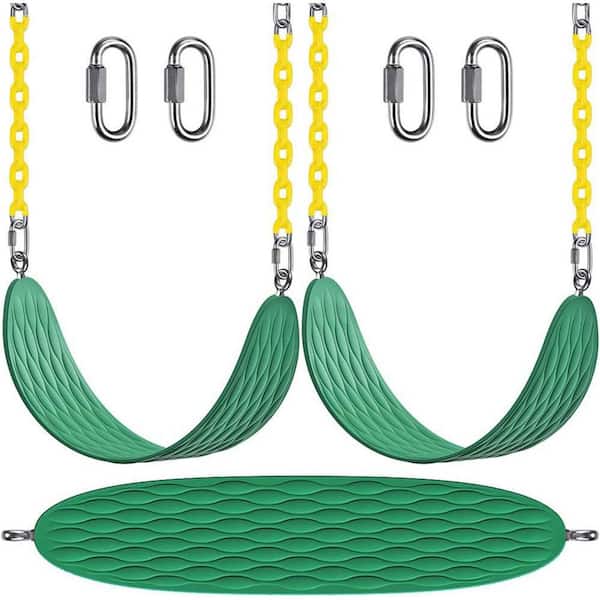 Heavy Duty Swing Seats 66 in. Chain and Carabiners Plastic Coated Swing Set Accessories Outdoor Playground 2-Pack
