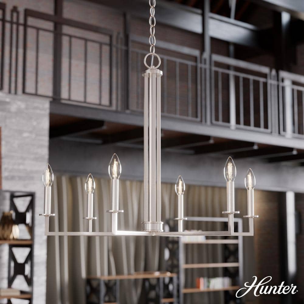 Brushed Nickel 30" Geometric Candle Chandelier