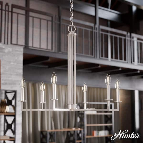 Hunter Bearden 6-Light Brushed Nickel Candlestick Chandelier
