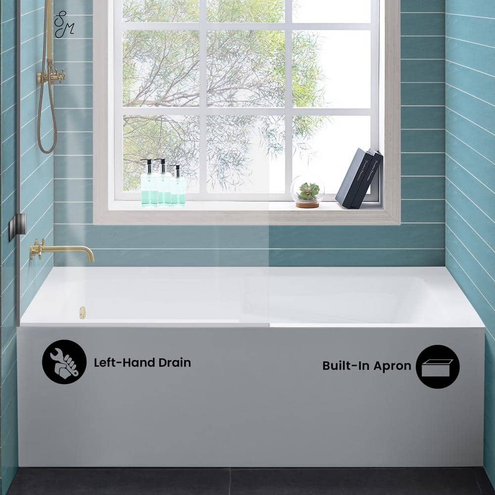 Voltaire 54" White Acrylic Alcove Bathtub with Apron