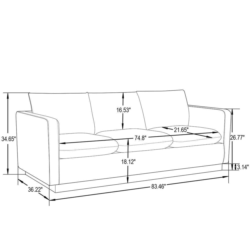 Beige Tufted Velvet Lawson Sofa with Removable Cushions