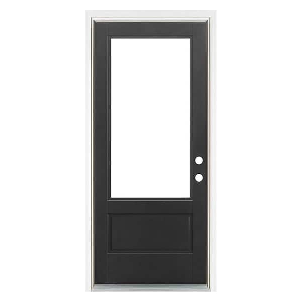 MP Doors 36 in. x 80 in. Left-Hand Inswing 3/4 Lite Low-E Glass Finished Black Fiberglass Prehung Front Door