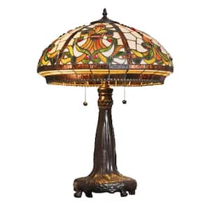 Warehouse of Tiffany 25 in. Antique Bronze Classic Stained Glass Table ...