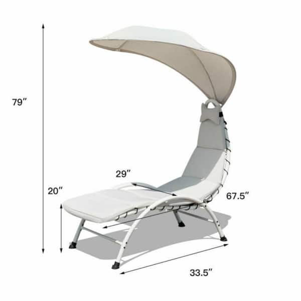 Alpulon Metal Outdoor Canopy Chaise Lounge Chair with Beige Canopy