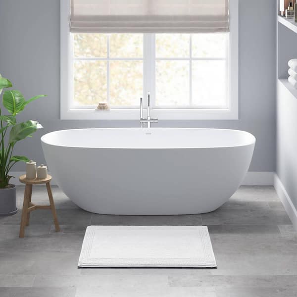 MADISON PARK Signature Splendor White 21 in. x 34 in. 100% Cotton Tufted 3000 GSM Reversible Bath Rug