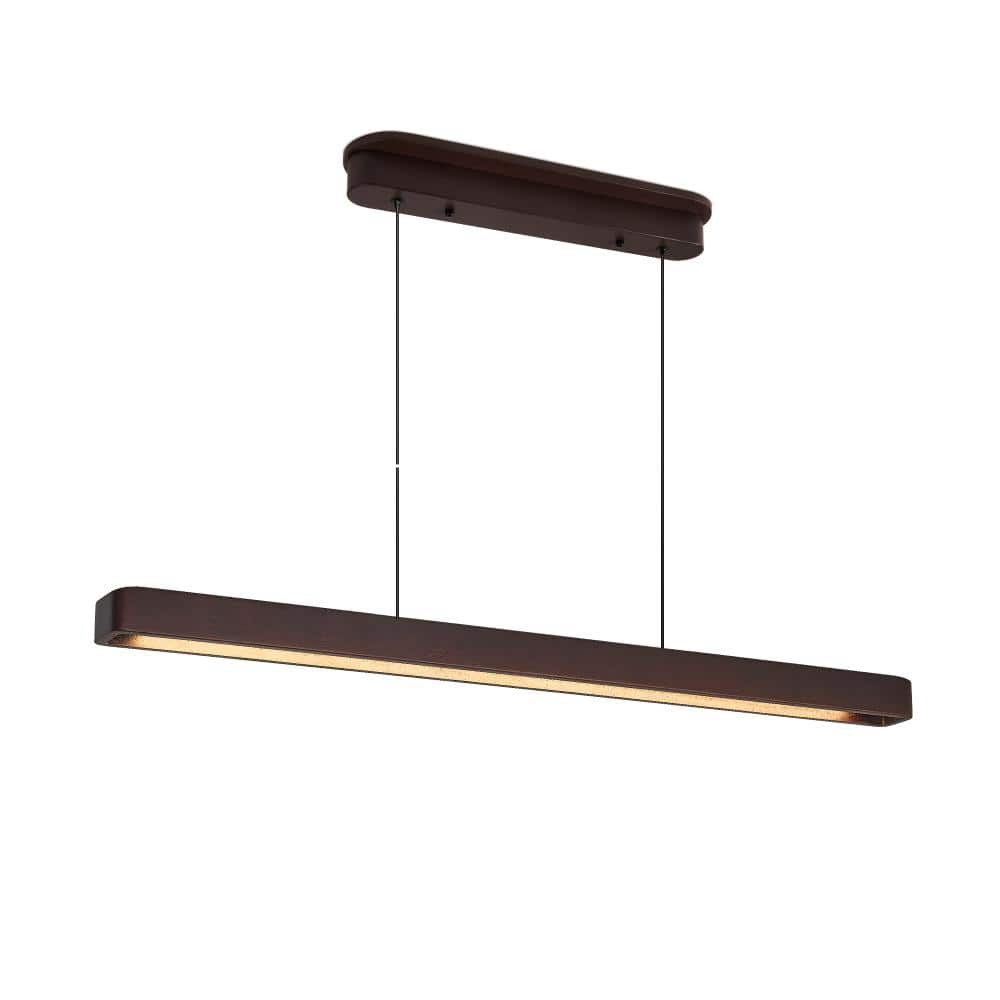 Avex 1-Light 39 in Walnut Linear Wooden Integrated LED Pendant Light with Remote Control price history on PriceWatchPro
