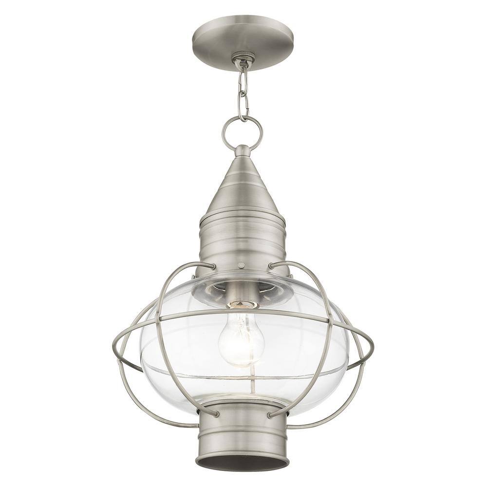 Brushed Nickel Globe Pendant Light with Clear Glass Shade