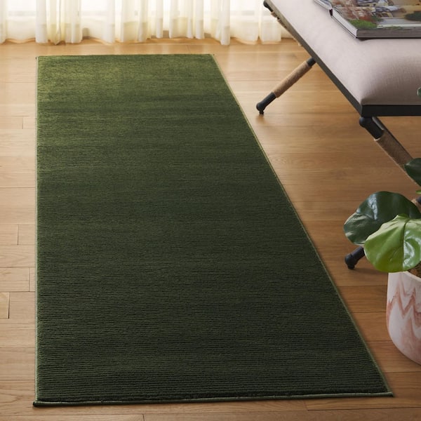 Revive 2 ft. x 10 ft. Green Solid Runner Rug