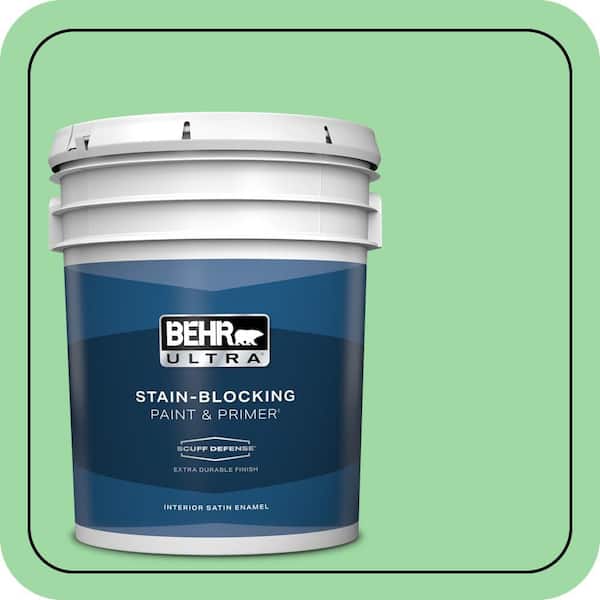 BEHR ULTRA 5 gal. #450B-4 Green Trance Extra Durable Satin Enamel Interior Paint & Primer