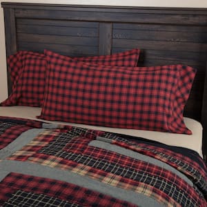 Cumberland Red Black Rustic Plaid Cotton King Pillowcase (Set of 2)