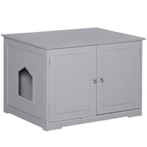 29.5 in. x 20.75 in. x 20 in. Light Grey Wooden Cat Litter Box Enclosure, Hidden Cat Washroom
