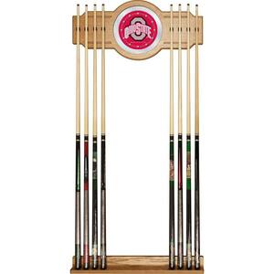 The Ohio State University 30 in. Wooden Billiard Cue Rack with Mirror