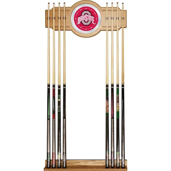Trademark The Ohio State University 30 in. Wooden Billiard Cue Rack with Mirror