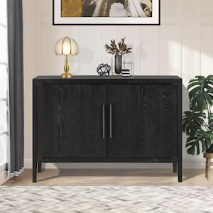 Black Freestanding Accent Storage Cabinet with 2-Doors and Adjustable Shelf
