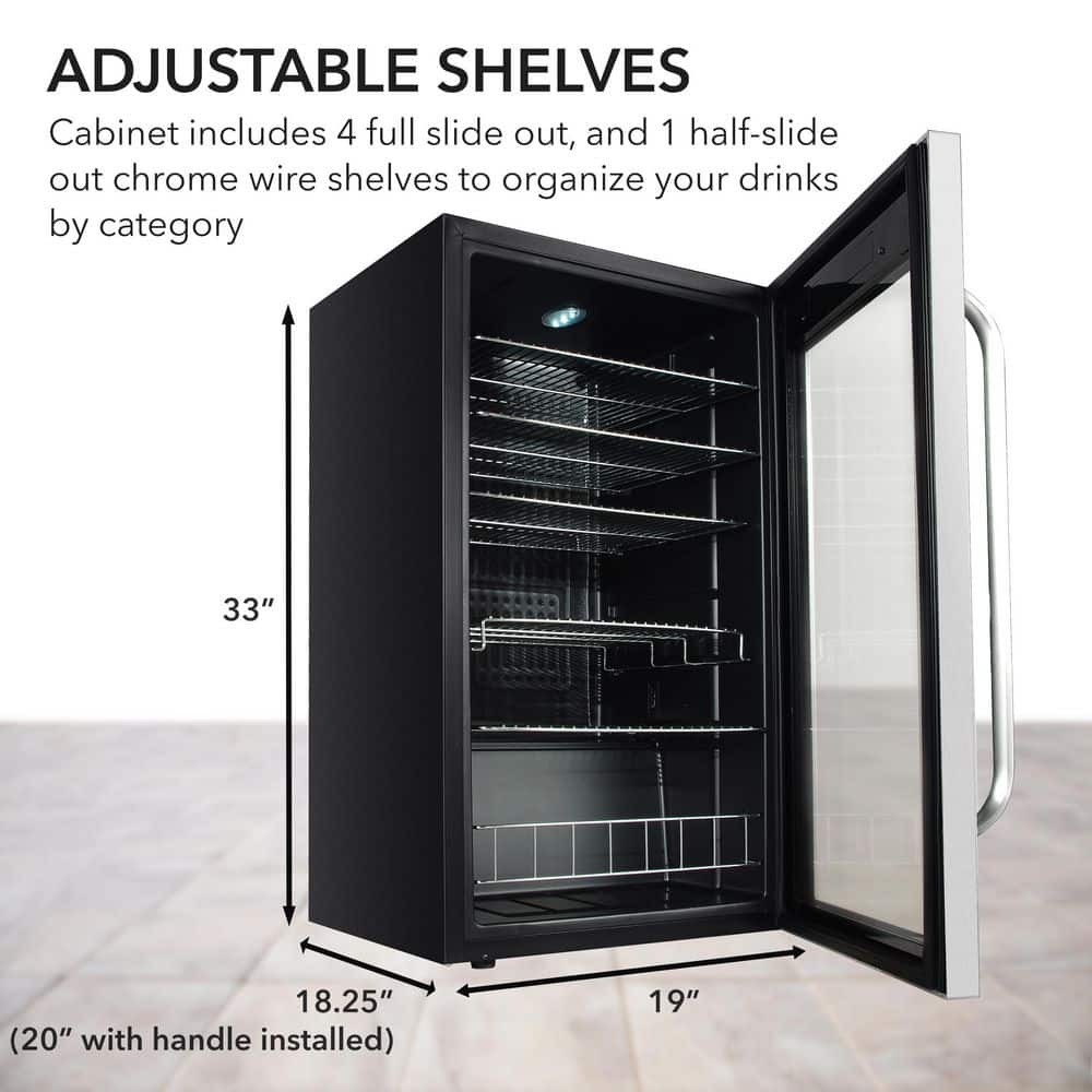 Sleek 121-Can Capacity Stainless Steel Beverage Chiller with Touch Control