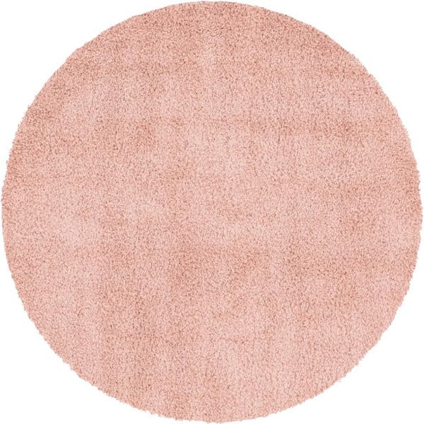 Unique Loom Davos Shag Dusty Rose Pink 3 ft. x 3 ft. Round Area Rug