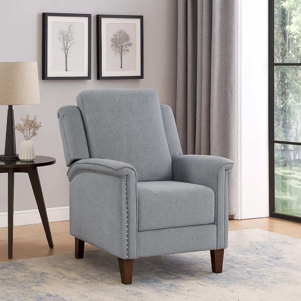 Gray and Brown Chenille Standard Recliner Chair with Nailhead Trim price history on PriceWatchPro