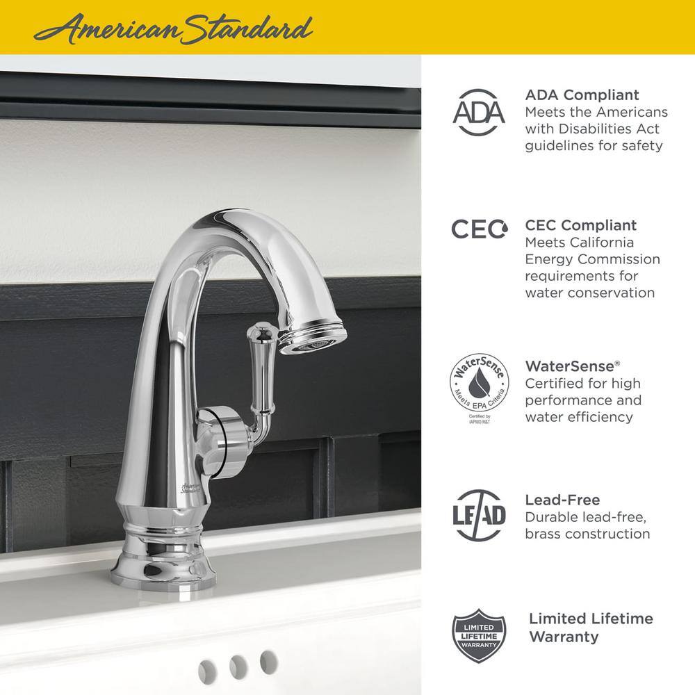Polished Chrome Single-Handle Bathroom Faucet with Brass Pop-Up Drain